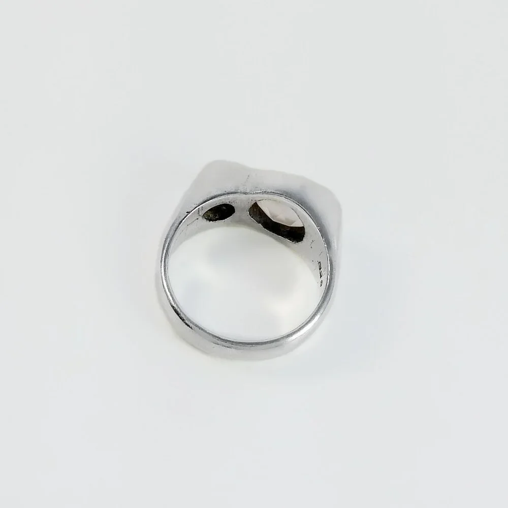 Mod Two Stone Ring - Sterling Silver Ring Size 7.5 - Thick Sterling Ring - Picture 4 of 5